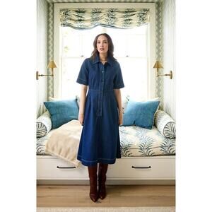Maxwell and Geraldine Tuckernuck Amelia Denim Jean Button Midi Shirt Dress L
